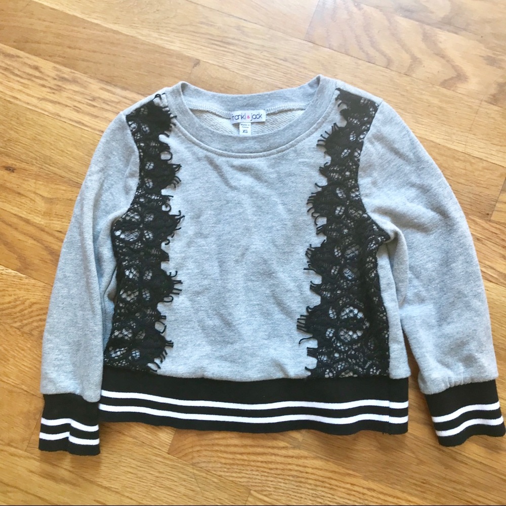 Franki & Jack girls sweatshirt black lace trim